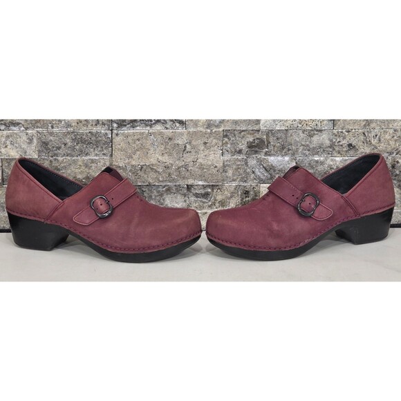 Dansko Tamara Professional Clogs Nubuck Leather Buckle Comfort Shoe Wine 40 | 10 - Picture 12 of 13